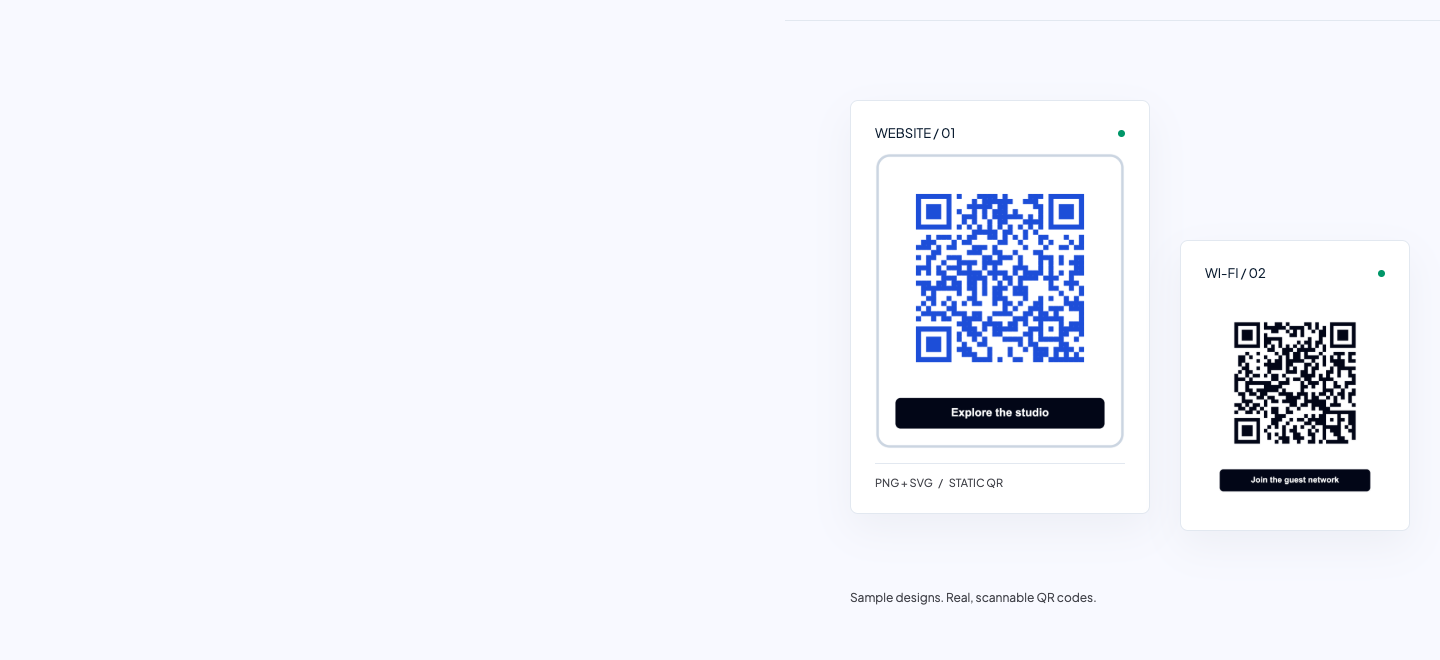Real QR designs exported from QR-Gen